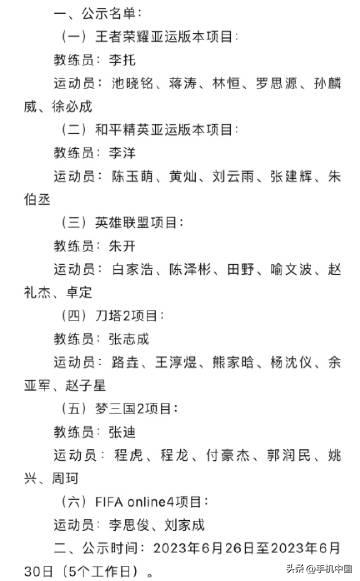  你喜欢的选手入选了吗？

比赛共7个项目：英雄联盟、王者荣耀亚运版本、和平精英