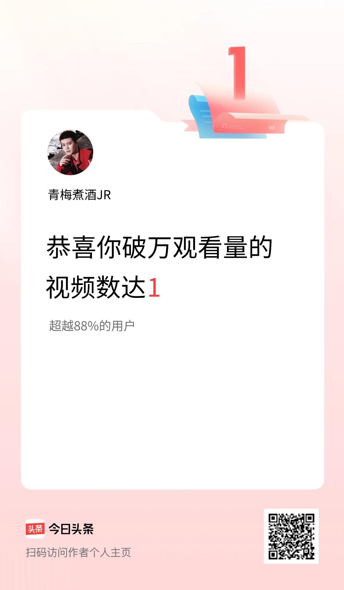 我在头条有1条视频播放量破万了！