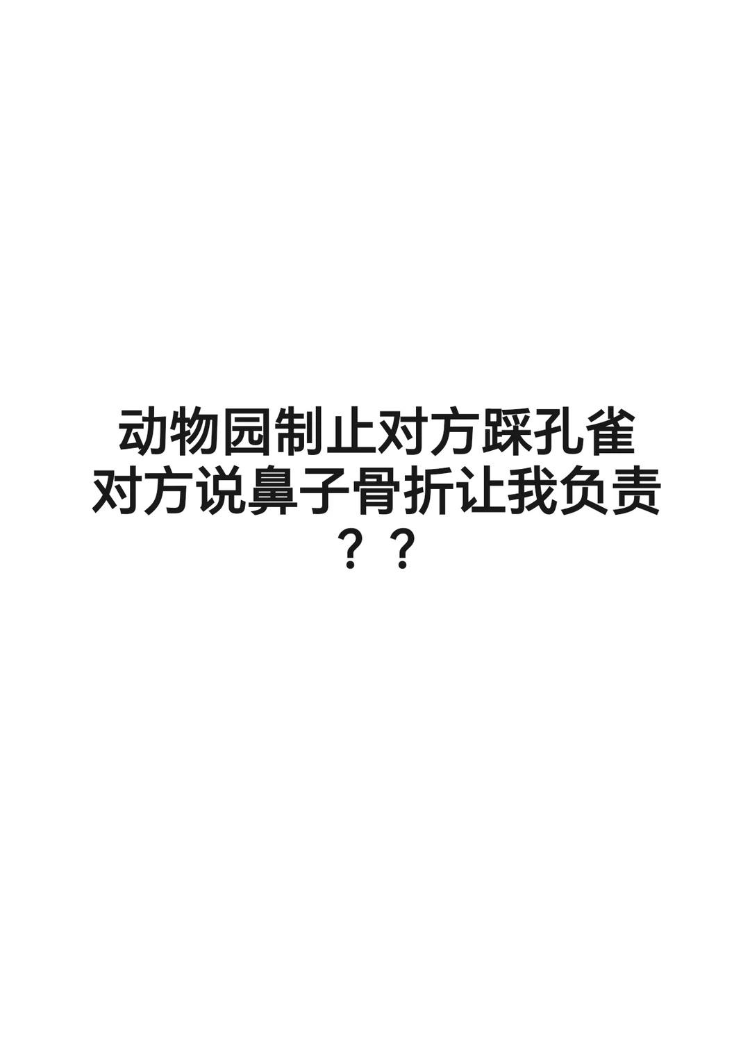 制止对方踩孔雀，对方说鼻子骨折让我负责
见义勇为 正当防卫 不文明行为 法律援助