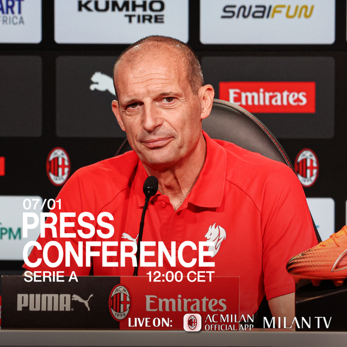 【发布会要点】阿莱格里——“明日一战必须怀揣敬畏之心出战，目标全取三分；昨日各场