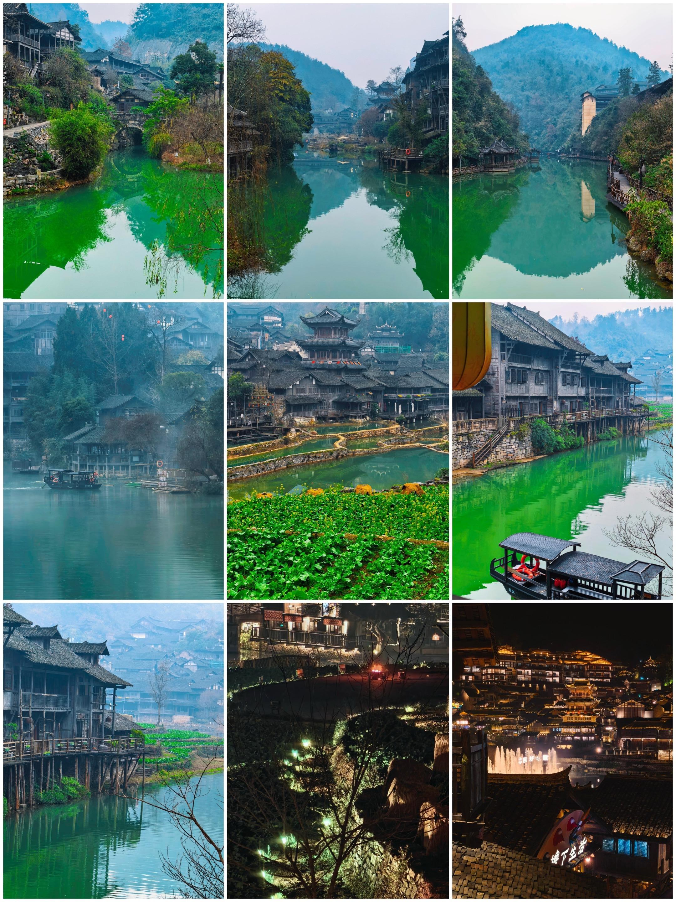 乌江寨宛如一场浸在碧水中的绮梦。黛瓦吊脚楼错落有致，巧妙地镶嵌在青山的...