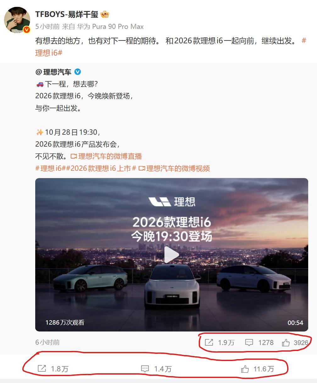 车企为什么都在跟明星签约？易烊千玺给大家打了个样！
理想汽车今天官方发布的关于i