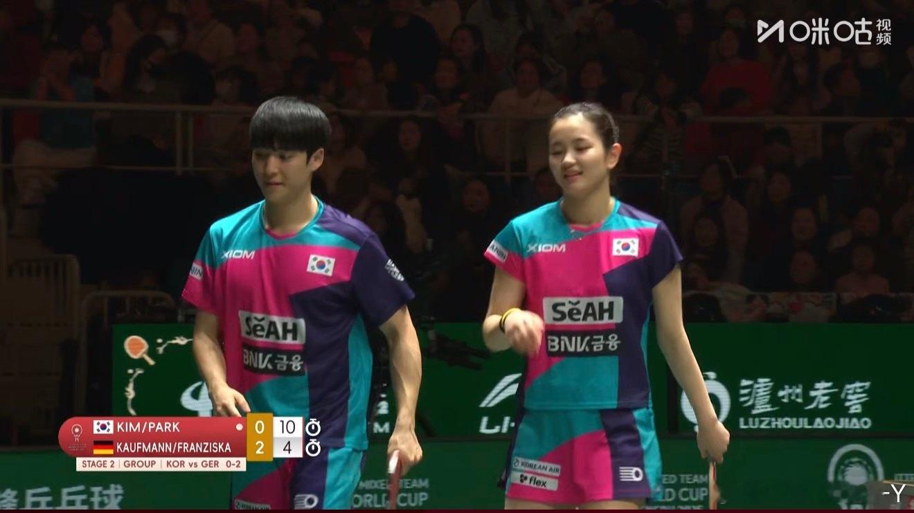 2025混合团体世界杯循环赛韩国1-2德国金娜英/朴康贤1-2弗朗西斯卡/考夫曼