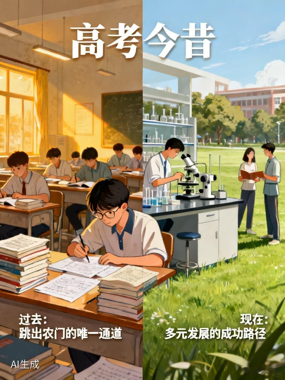 几十年前，高考是跳出农门，改变命运的唯一通道。
现在高考重要，但不是唯一，考研、