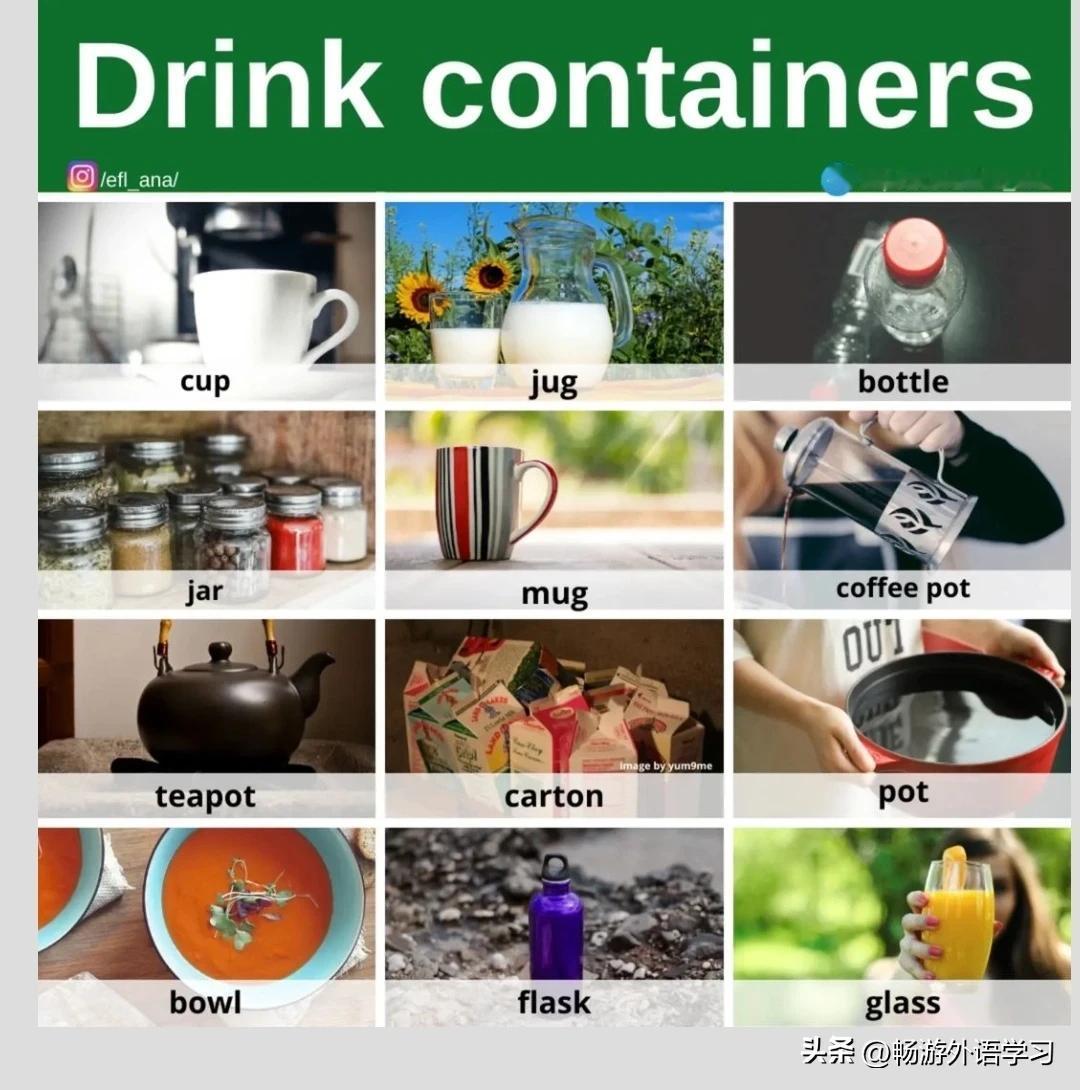 跟“饮料容器”有关的英语词汇