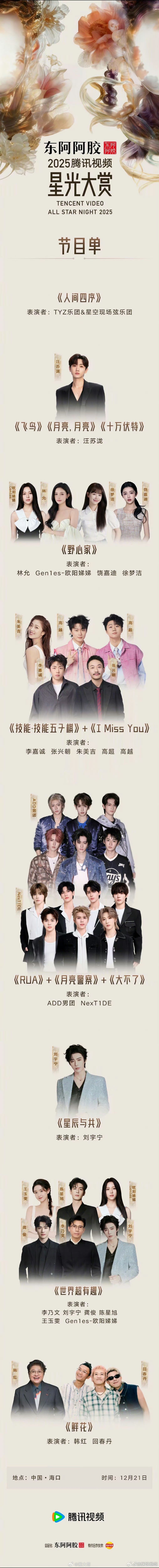 刘宇宁星光大赏两个舞台 阿也，没想到刘宇宁居然在《星光大赏》要表演两个节目啊，就