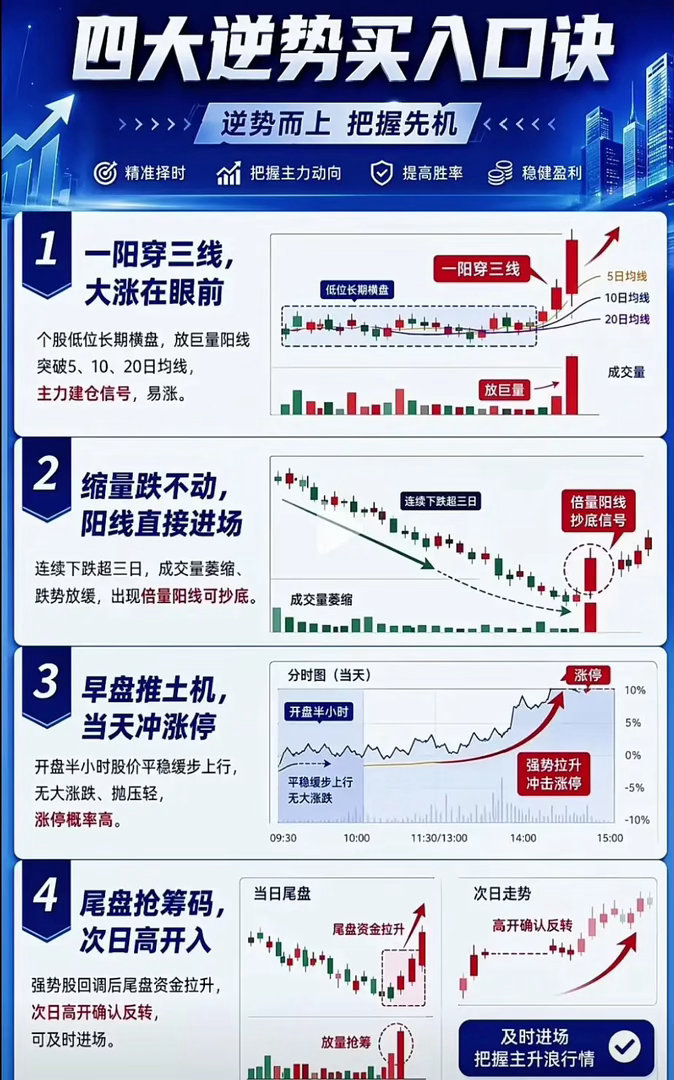 复盘千遍才懂：四种逆势买点，都是资金给出的答案不少散户把技术分析看得玄之又玄，总