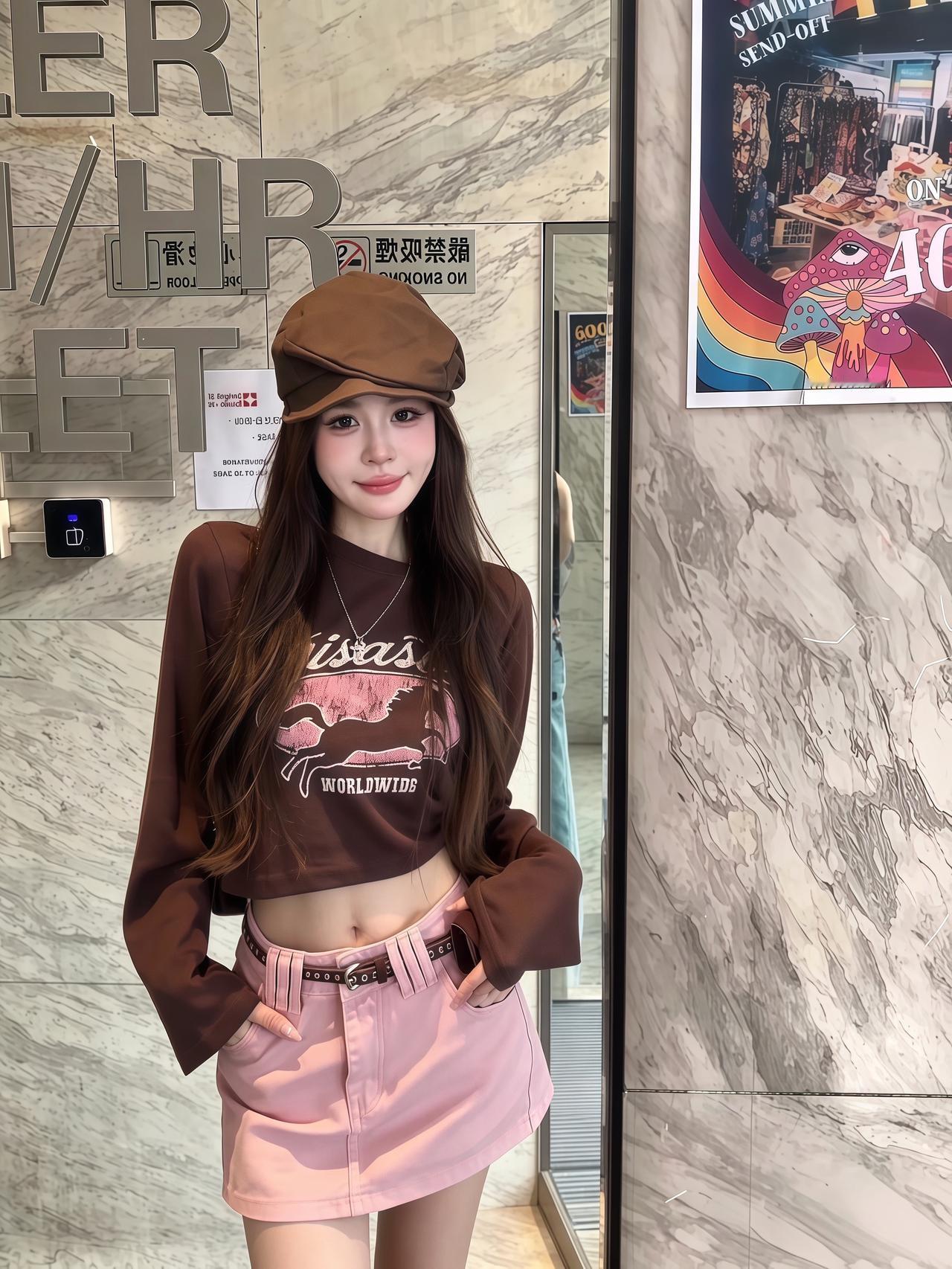 今日份韩女穿搭 美式粉色系穿搭 甜酷感ootd 热门老派少女的ootd