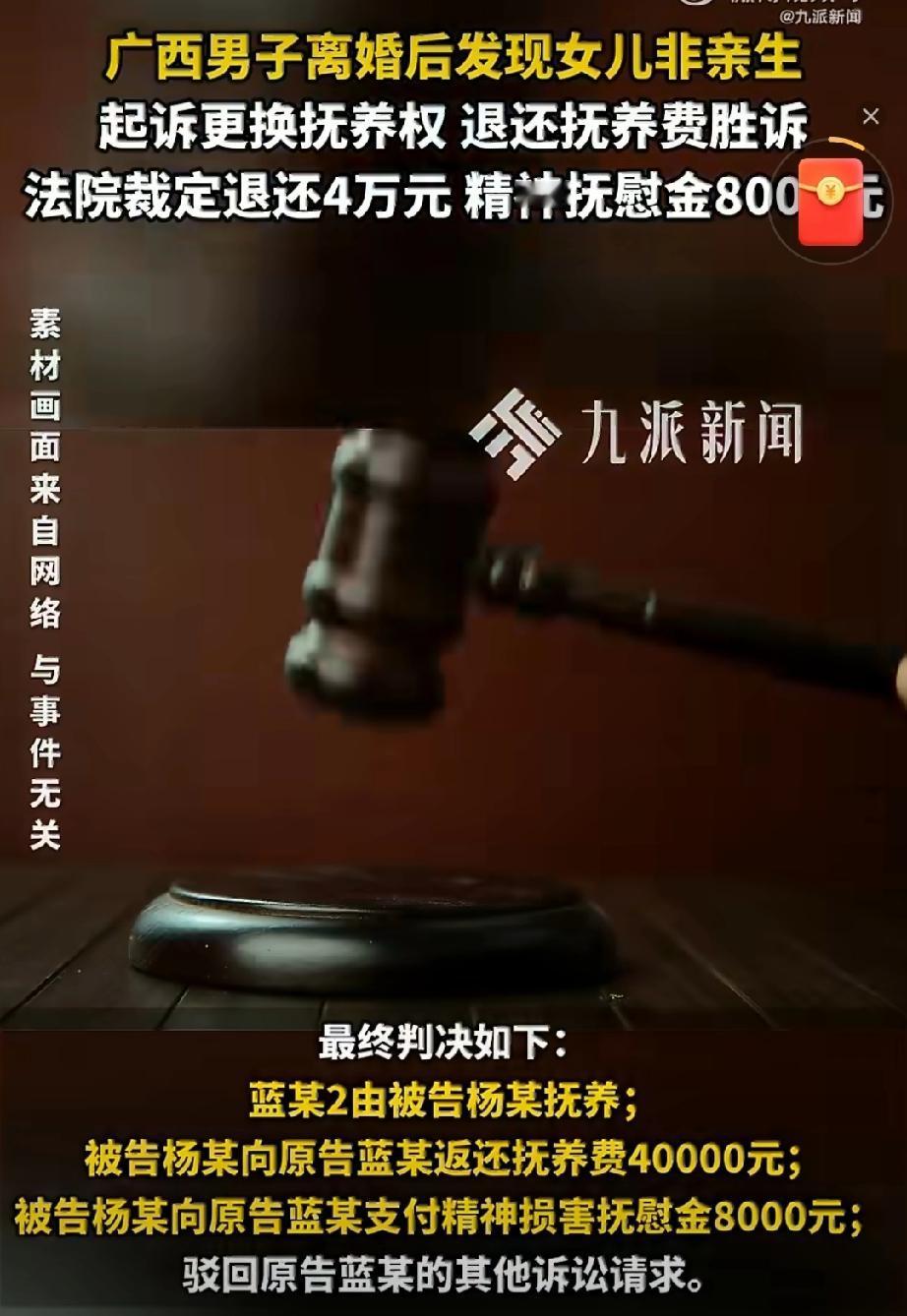 广西这个蓝某，
就不应该做亲子鉴定，也不该要赔偿。

要知道生恩不如养恩，他已经