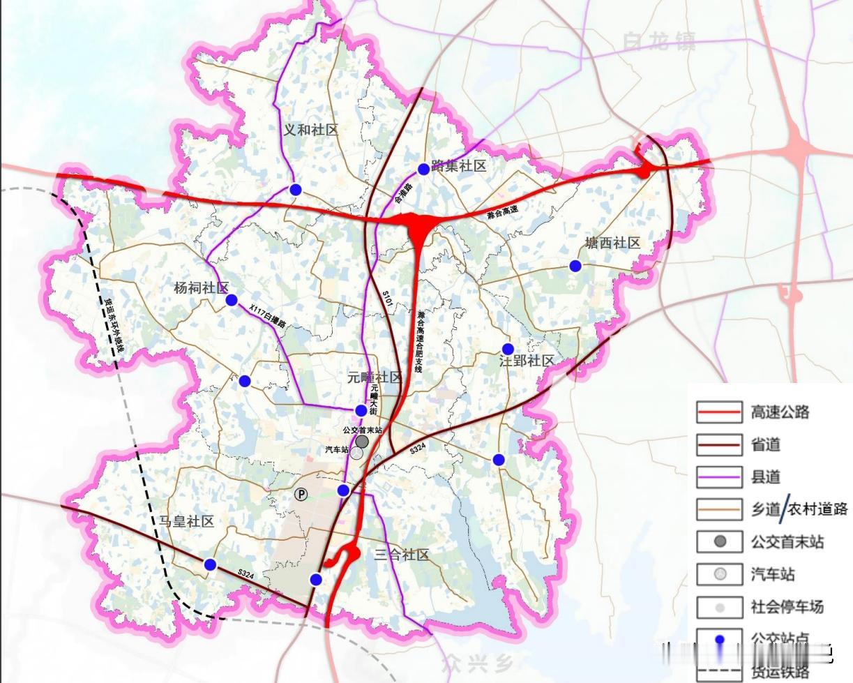 肥东县元疃镇国土空间总体规划（2021-2035年)，其中涉及交通部分的规划图。