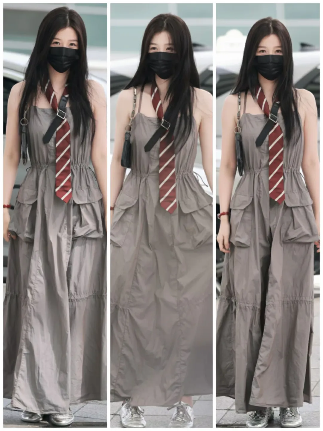 虞书欣今日最新私服look 这个领带搭的好妙