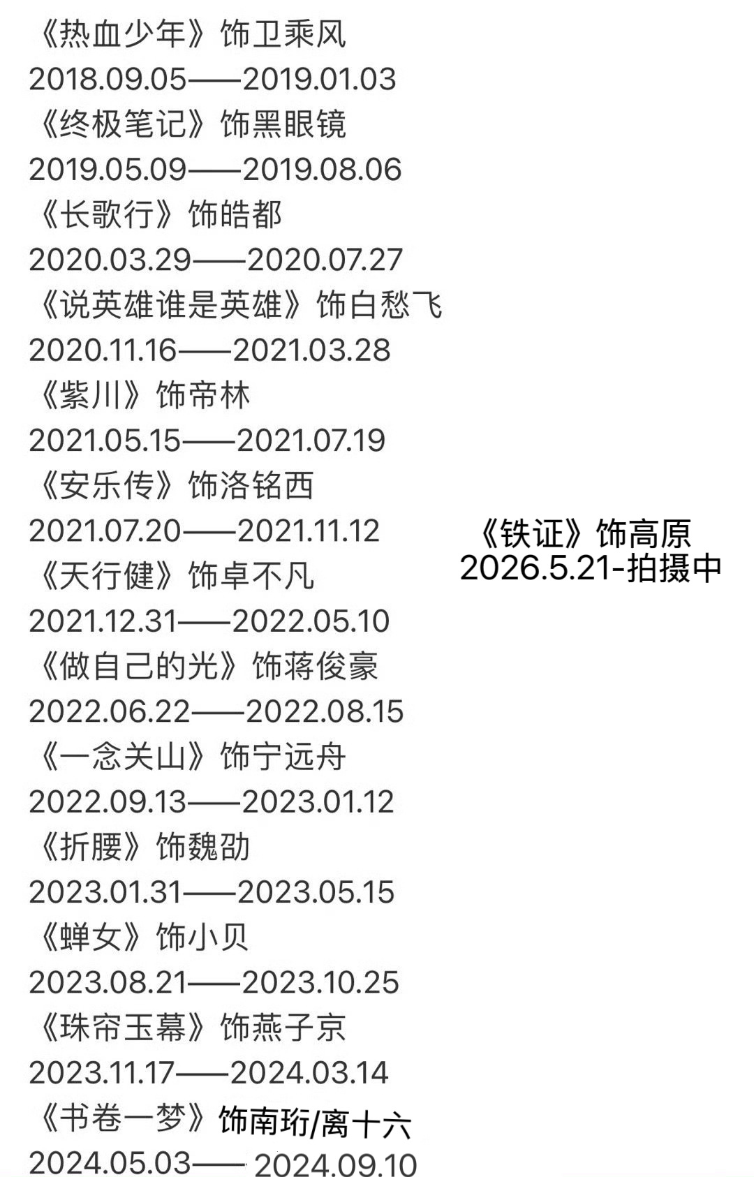 自存演员刘宇宁每个角色的杀青小作文，期待一下《铁证》的杀青文！刘宇宁待播剧期待指