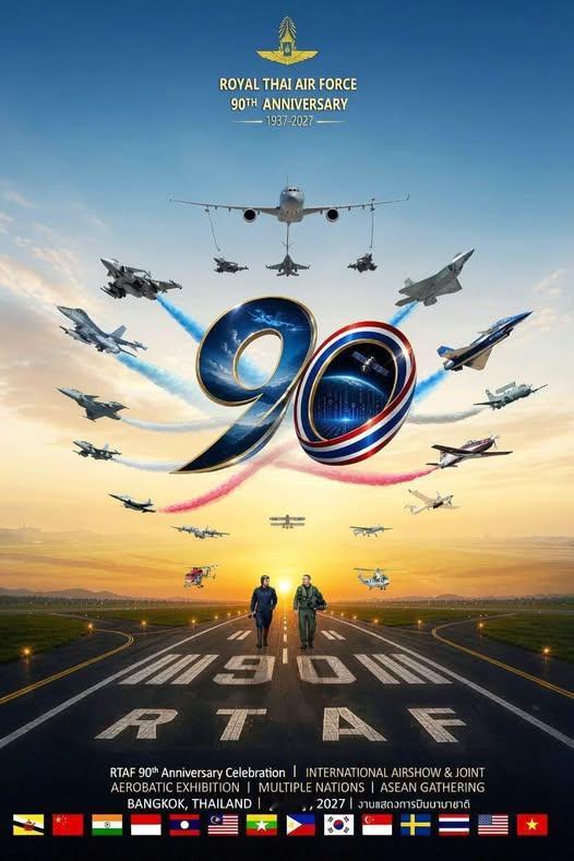 【航展资讯】泰国空军90周年航展日期：2027.01.22-24地点：曼谷廊曼国