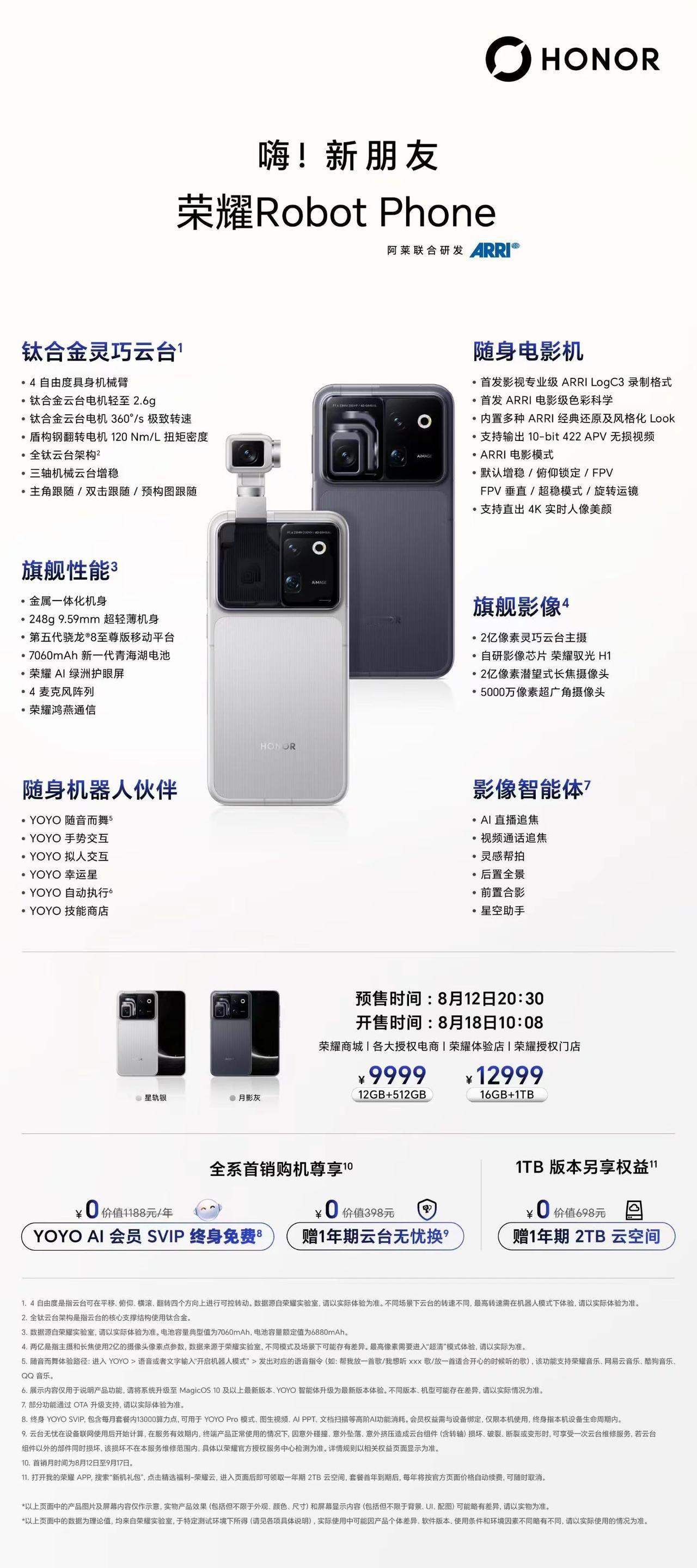 嗨！新朋友～ 钛合金灵巧云台，4自由度超灵活；YOYO机器人模式，拟人互动玩出新