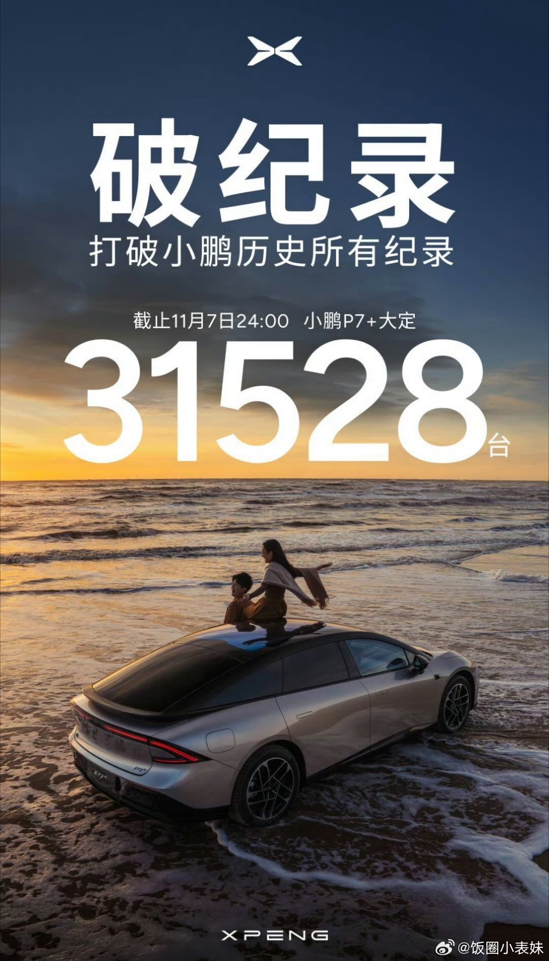 何小鹏称12月P7+交付将破万 新能源界的黑马“小鹏p7＋”！将加速豪华从“配置