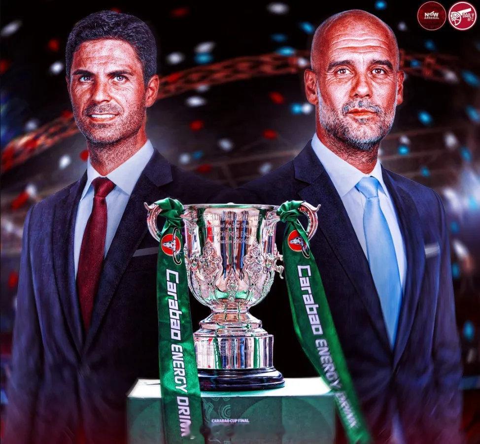 卡拉宝杯决赛将是阿尔特塔和瓜迪奥拉在温布利球场的第三次相遇，此前两次阿尔特塔全部