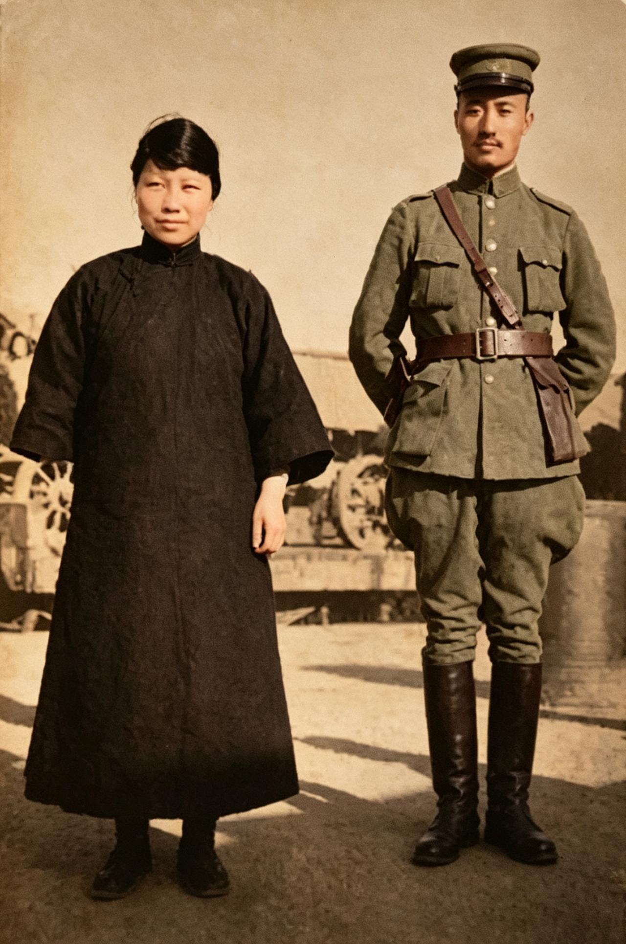 这是奉军将领郭松龄与夫人韩淑秀。二人不只是普通夫妻，更是革命事业上的战友。韩淑秀