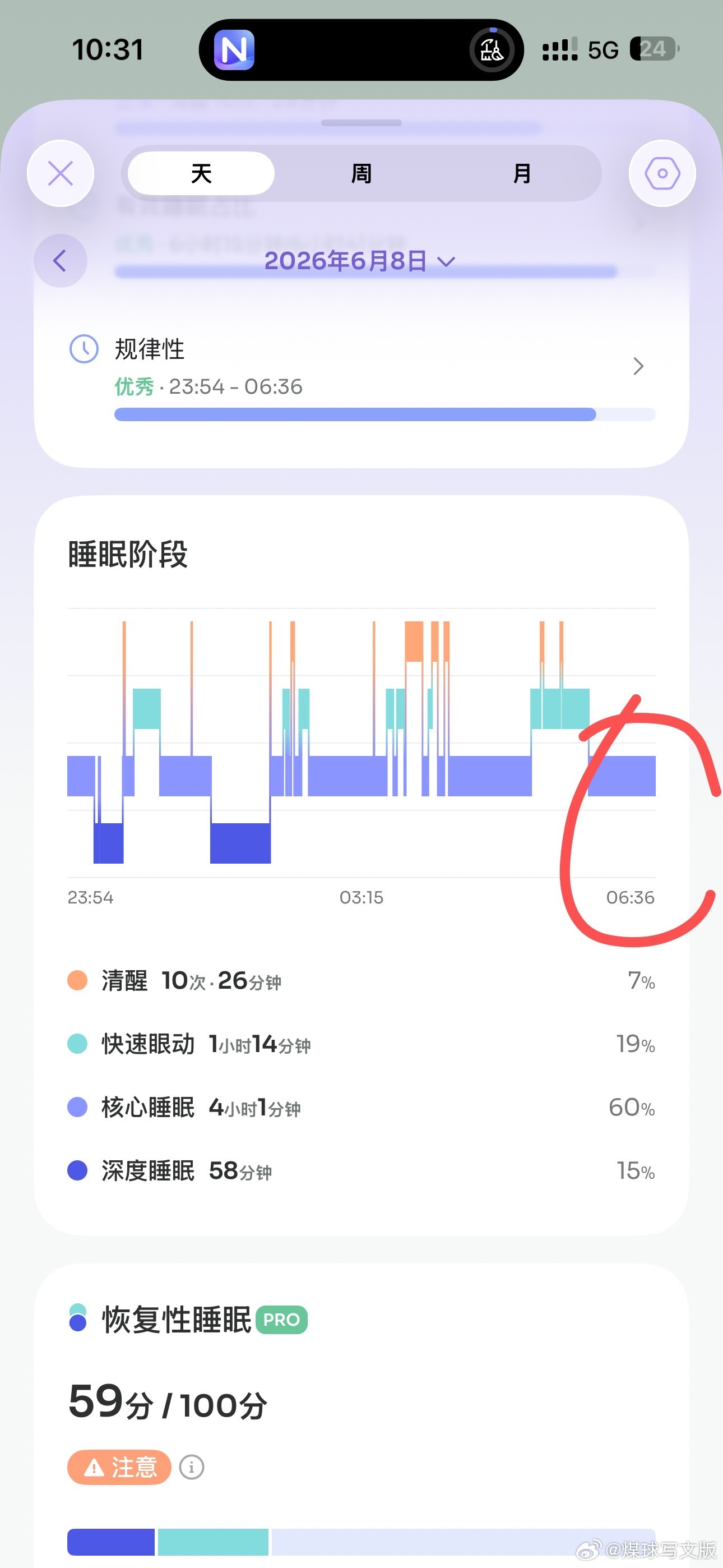 我平时睡眠闹钟是6点40第一个，然后有个10分钟的再提醒……结果我今天一睁眼是7