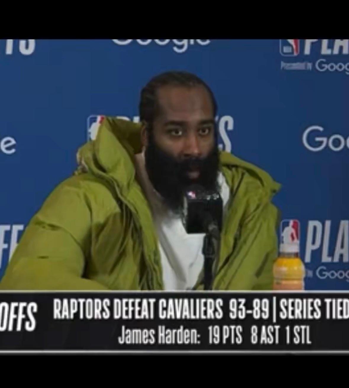 哈登谈系列赛被扳成2-2平：“我们在多伦多其实打得不错。明明有机会把比赛拿下来，