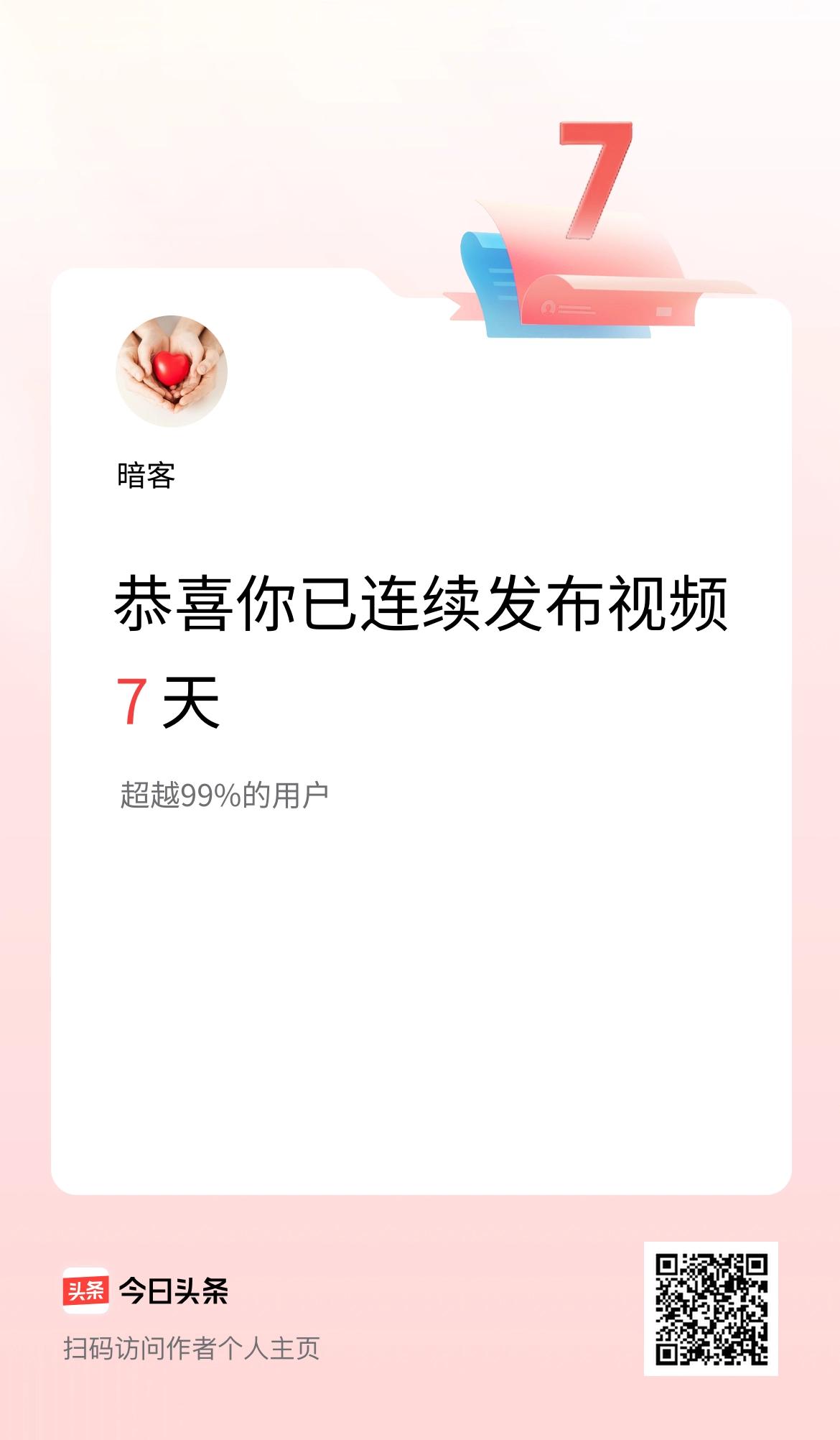 我在头条连续视频投稿7天