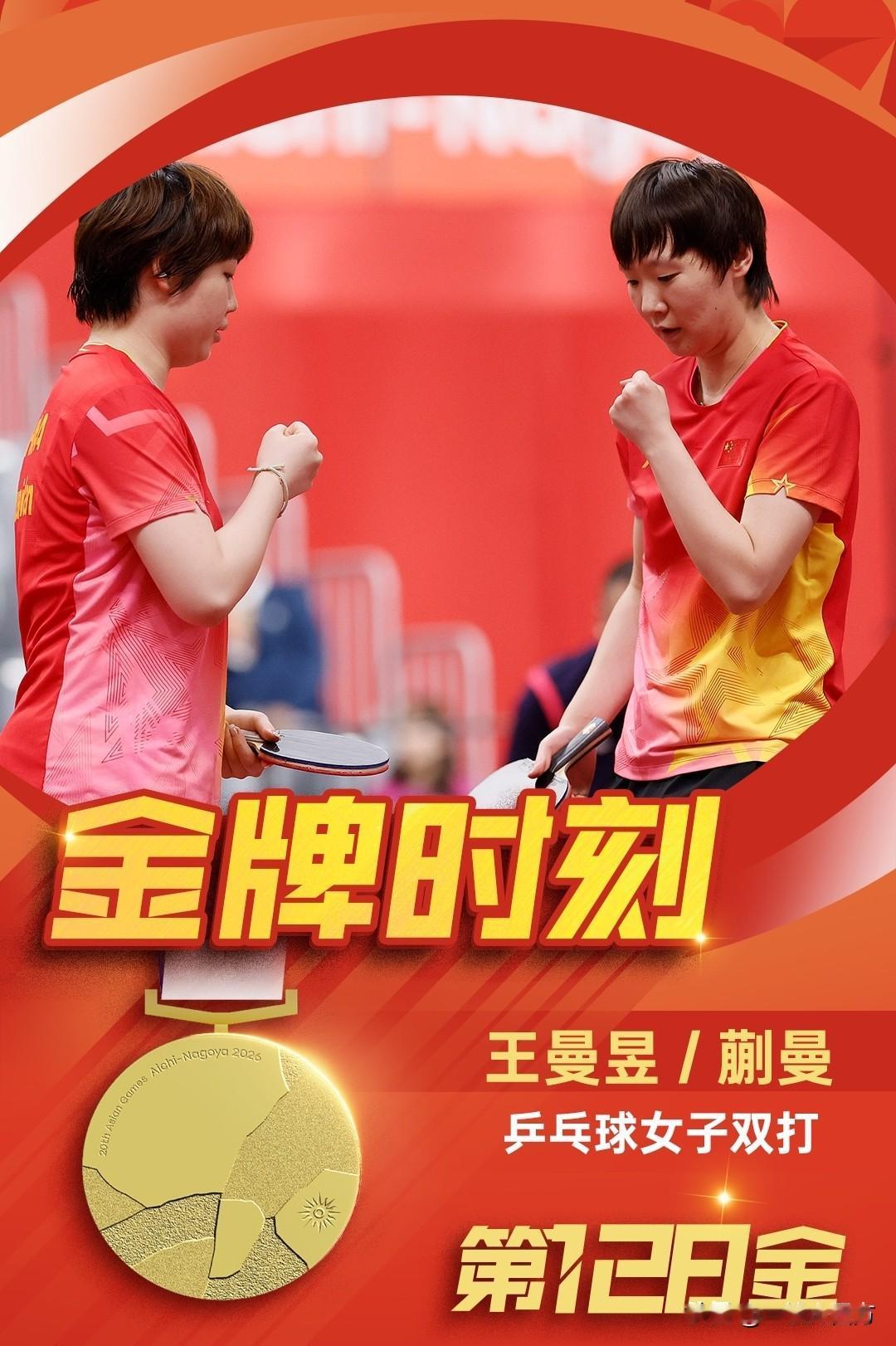太给力了！昨晚进行的名古屋亚运会乒乓球女双决赛，王曼昱/蒯曼4-0横扫日本的新老