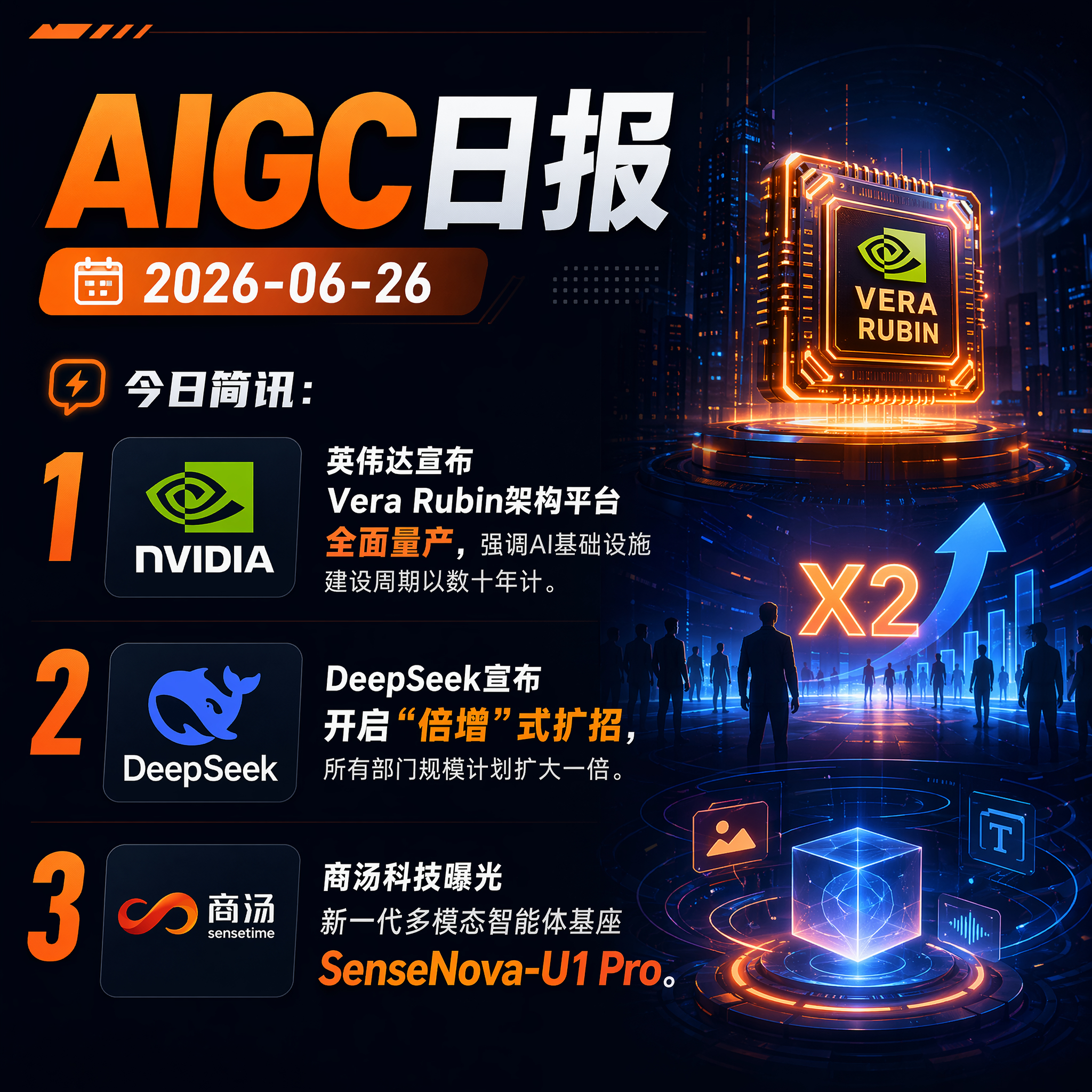 【AIGC日报 · 2026-06-26】今日简讯：1、英伟达宣布Vera Ru
