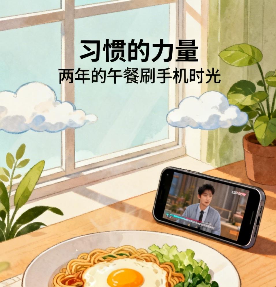 我有一个不好的习惯。

每天中午就餐时
会打开手机看一些视频。
忽然发现这个习惯