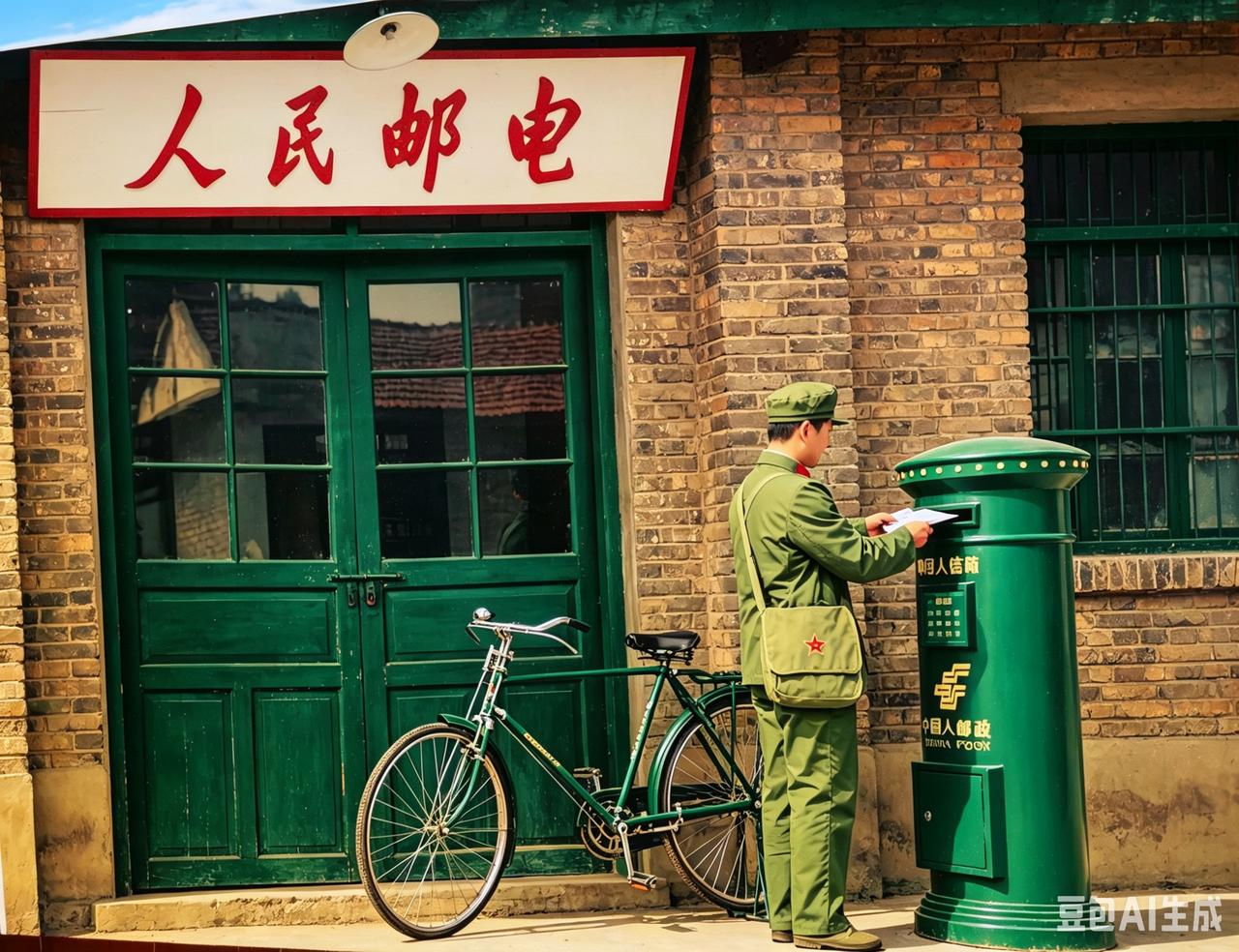 上小学的小朋友问：
“叔叔这是干什么？”

“你看看上面是什么字？”
“人民邮电