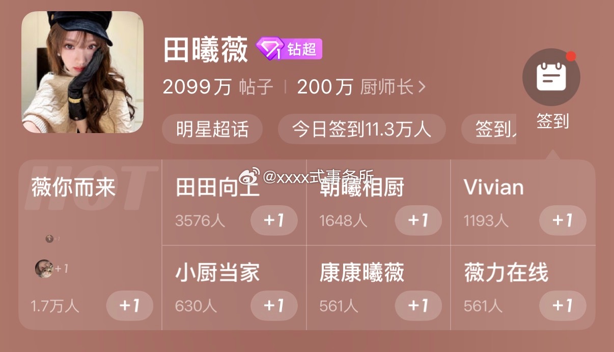 田曦薇超话粉丝已突破200万了，今年真是有效播剧有效吸粉了 ​​​