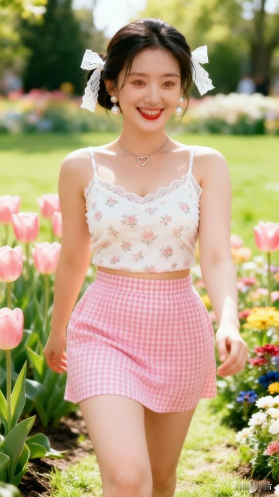 心思会更加蝴蝶引航，一抹春妆赴春光。
步于青苔石板巷，裙摆盛开载着花香。心思会更