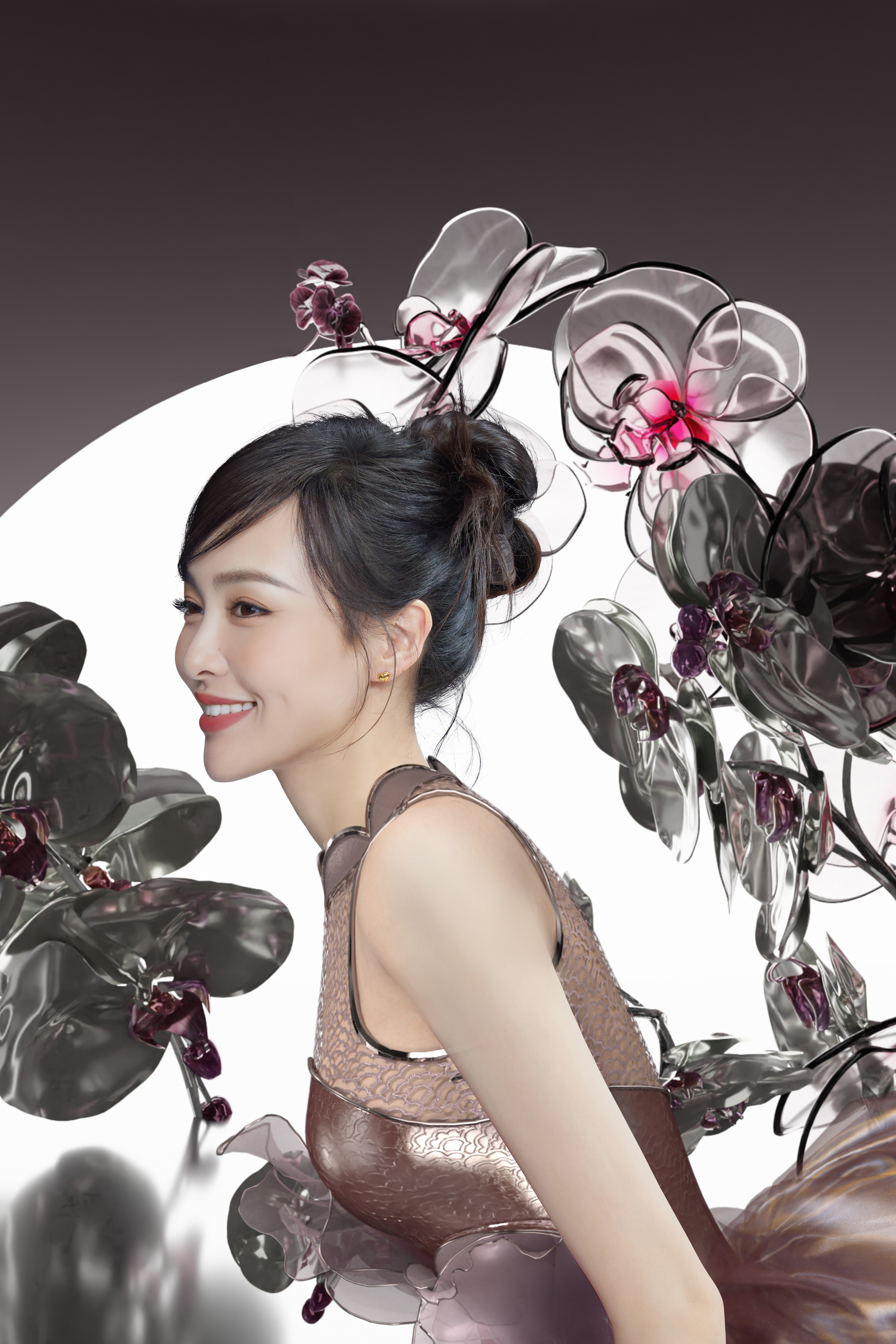 #唐嫣1206生日快乐# 梅瓣轻展，娉婷袅娜，粉影点点。傲梅横斜直指山巅，数字艺