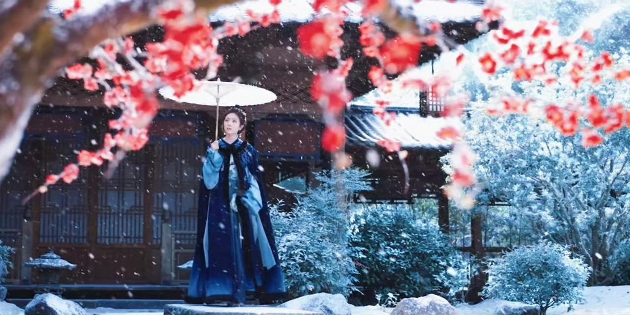 李兰迪雪中撑伞美学封神不用多说 ​​​