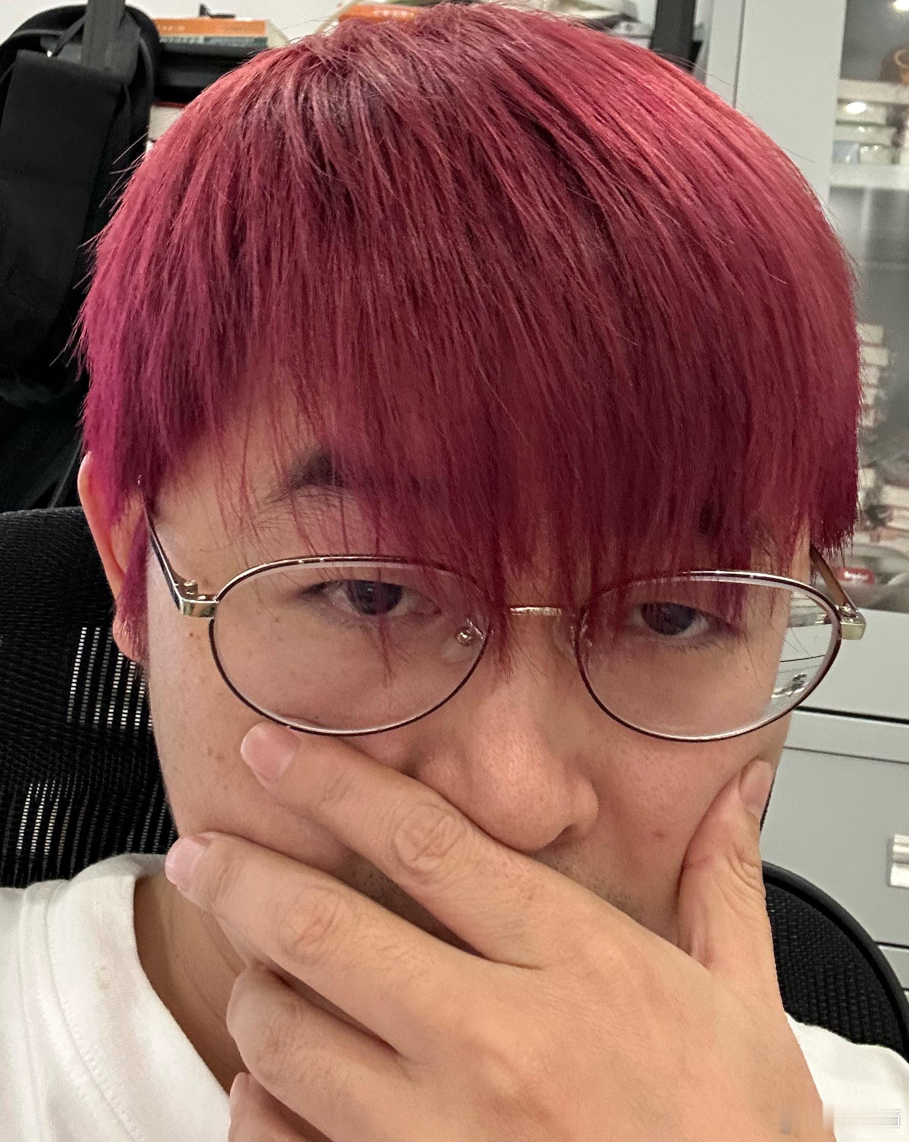 想染白色的，结果小城市染不了，下个月试试紫色。我在想，去海宁家玩的时候，炸鸡妈妈