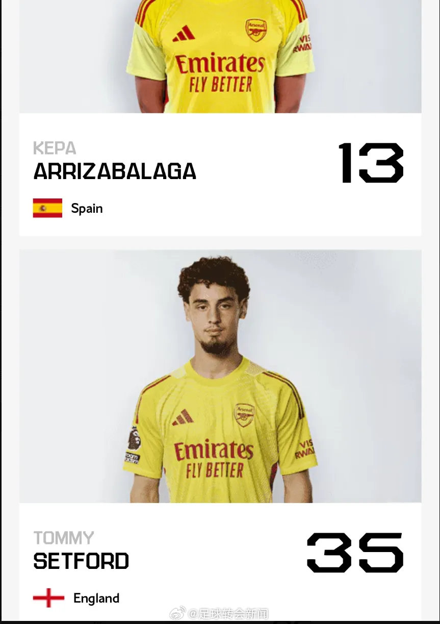 塞特福德出现在了阿森纳一线队的官方名单中，这名门将其实从上赛季末开始就成为了一线