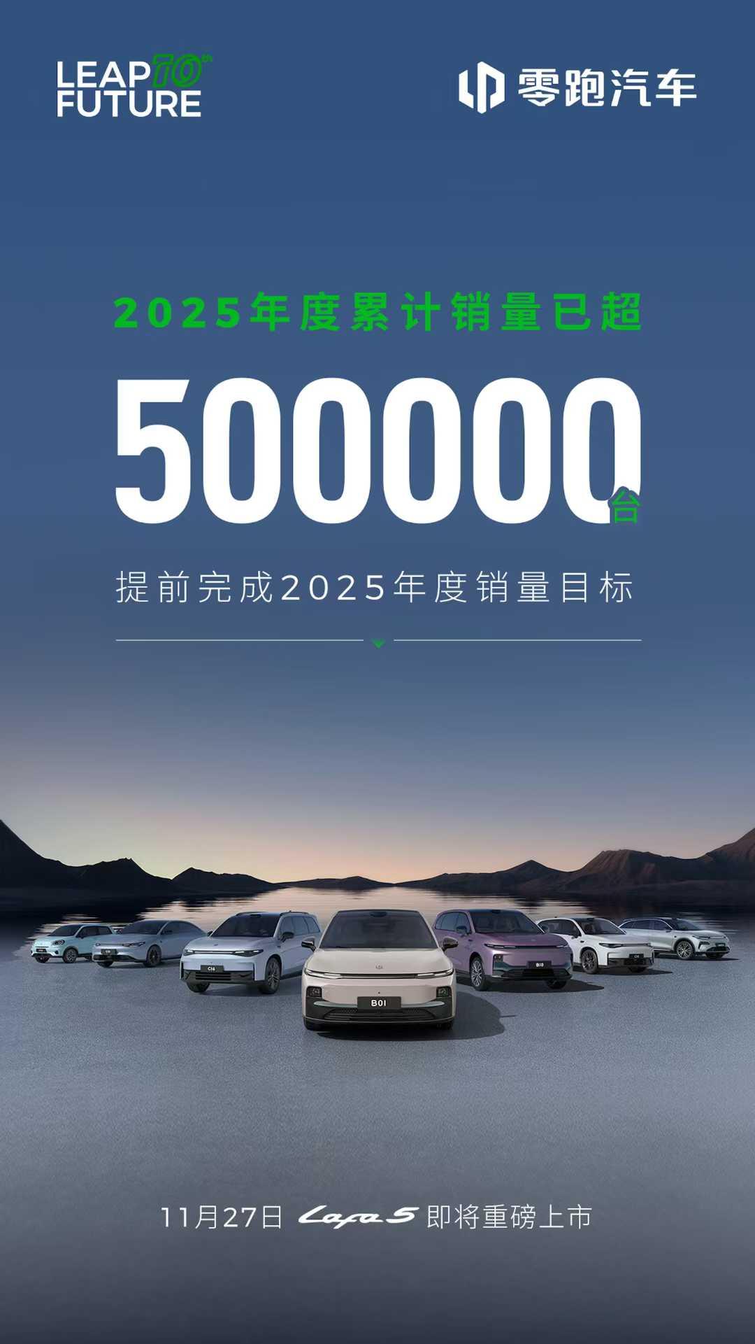 今年累计销量已超50万 台
提前完成2025年度销量目标
11月27日 Lafa