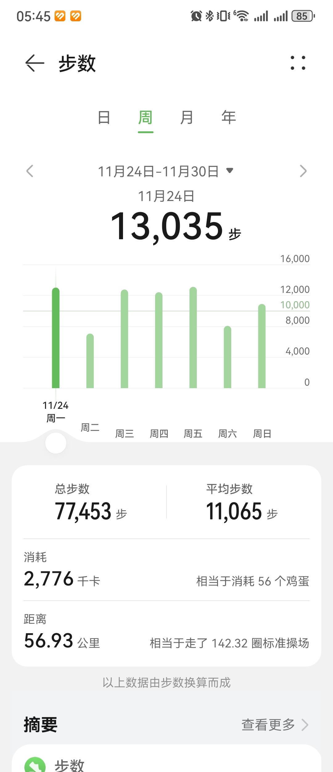 0377.华为运动健康上周锻炼数据
