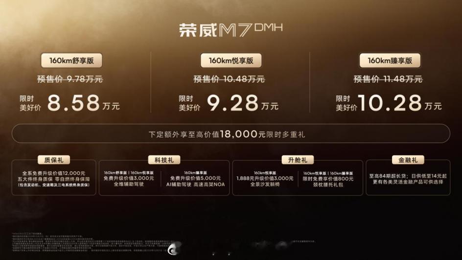 啥？限时价8.58万？荣威M7 DMH也是拼了，这可是一款中大型豪华轿车啊。5米