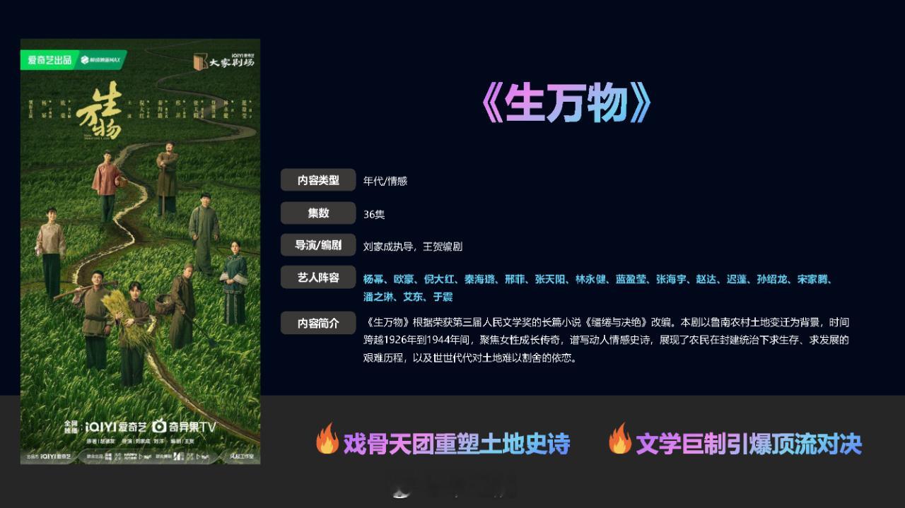 爱奇艺Q3部分预排播生万物！生万物！[送花花] ​​​