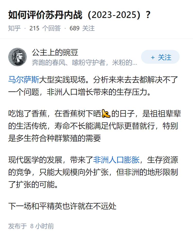 如何评价苏丹内战（2023-2025）？