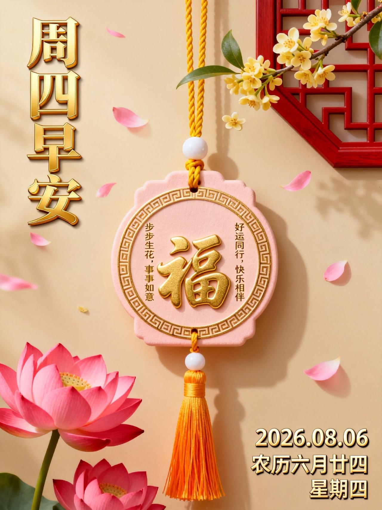早安吉祥🌷！迎来8月6日周四，愿清晨的微风捎去我的惦念。人生本就是一半烟火一半