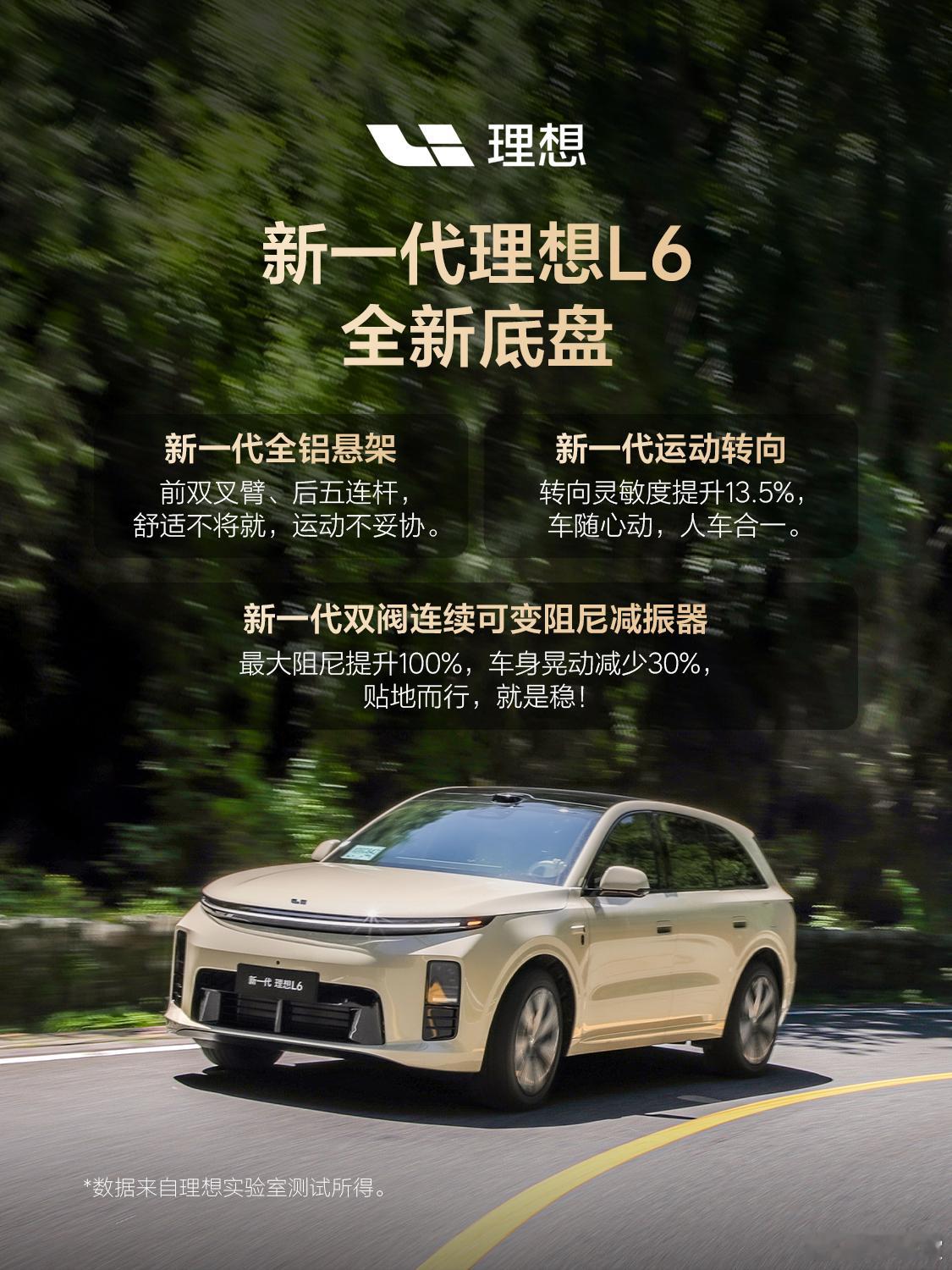 全新李想说理想l6是体验之王  新一代全铝悬架， 新一代运动转向， 新一代双阀连
