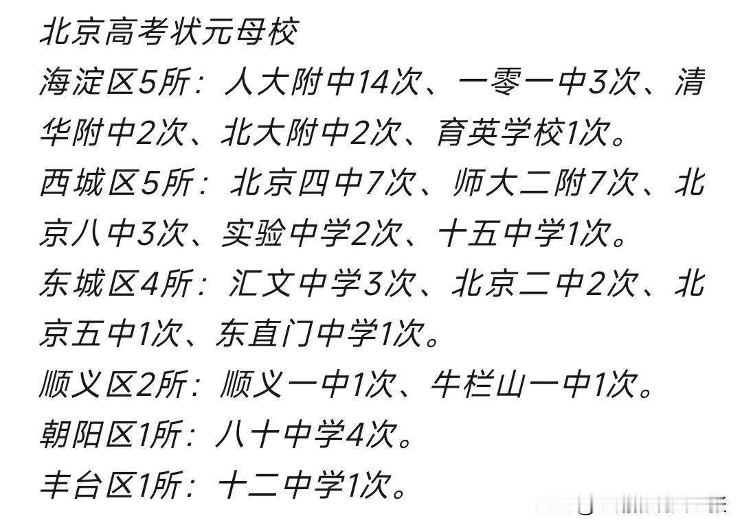 从数据统计来看，高考成绩跟经济体量成正比的，远郊区暂未出市高考状元，多次出自海淀