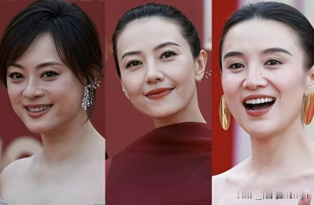 三个人站在一起的时候，年龄最小的其实是孙俪，但她皮肤的状态，看着却不如另外两位。