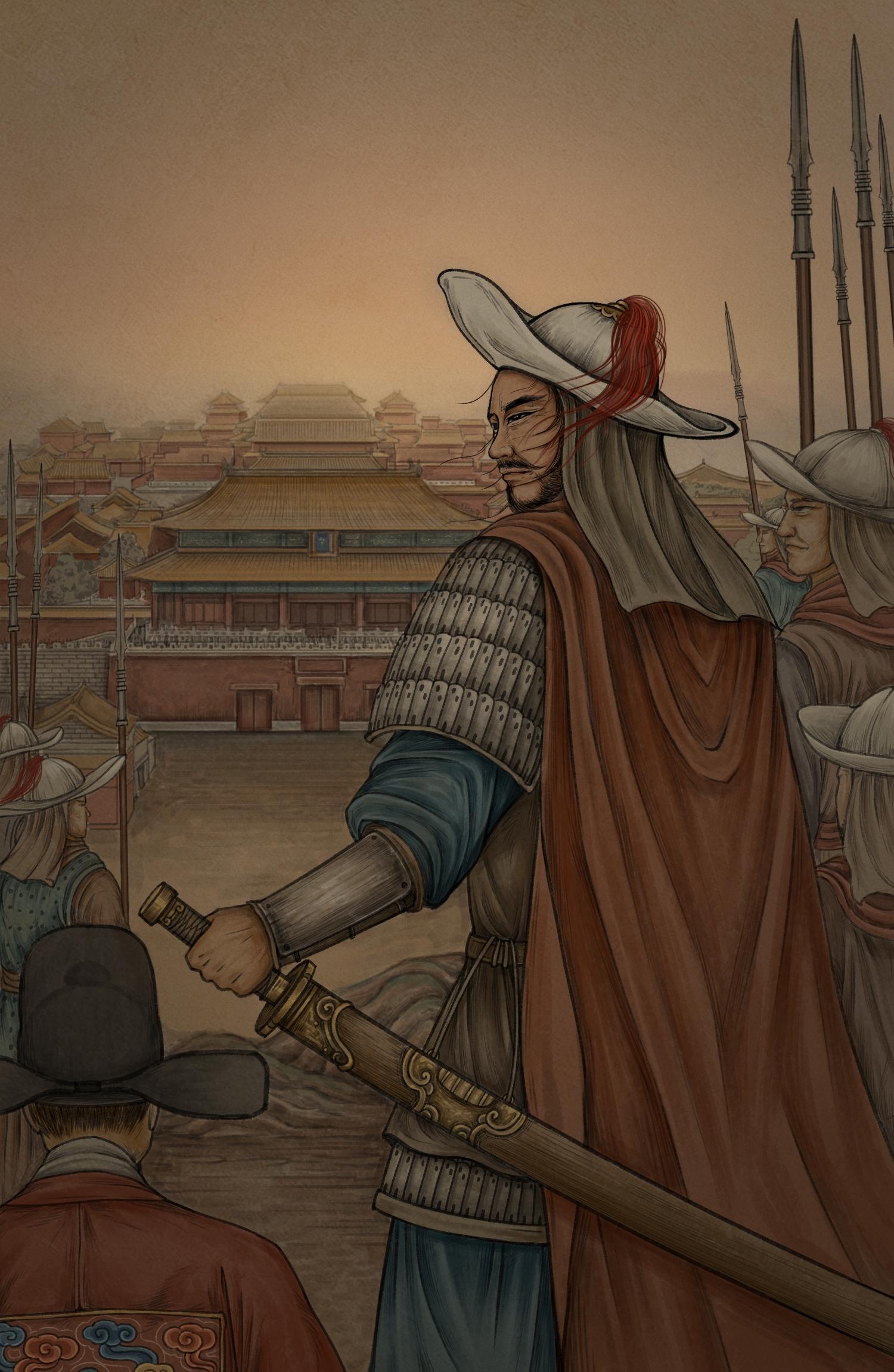 闯王来了不纳粮。闯王旗，将军鼓，福禄宴，杯莫停。再歌大风曲，唱罢登天坠明月。
