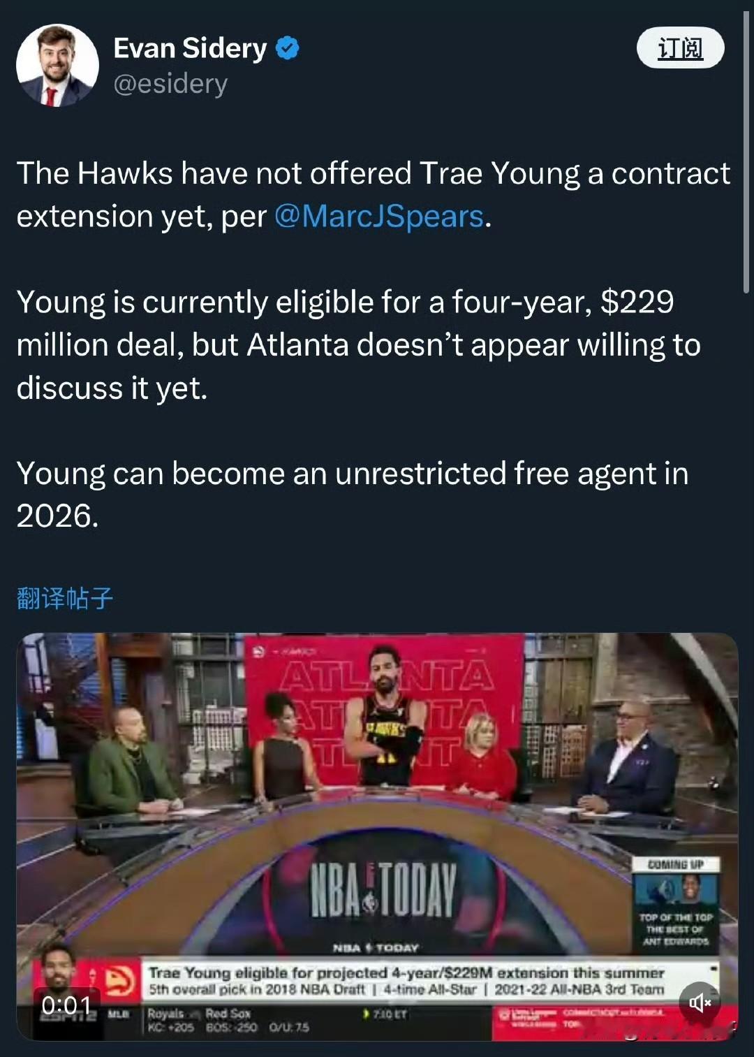 吹杨真的要吹？？？老鹰并没有为特雷-杨送上顶薪续约合同！

根据记者Marc S