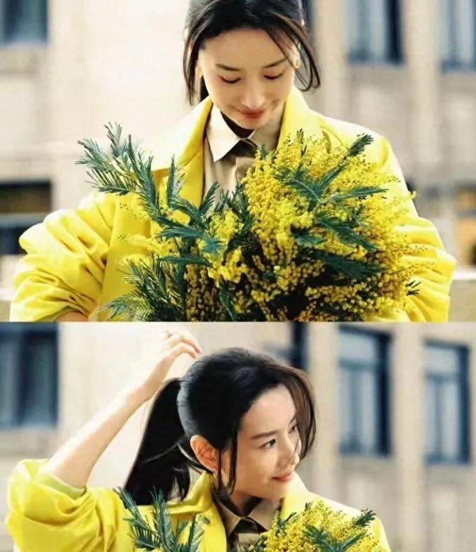 董洁天台大片，赢麻了！
 
董洁这身黄色外套造型太出圈！明艳又高级，天台氛围感拉