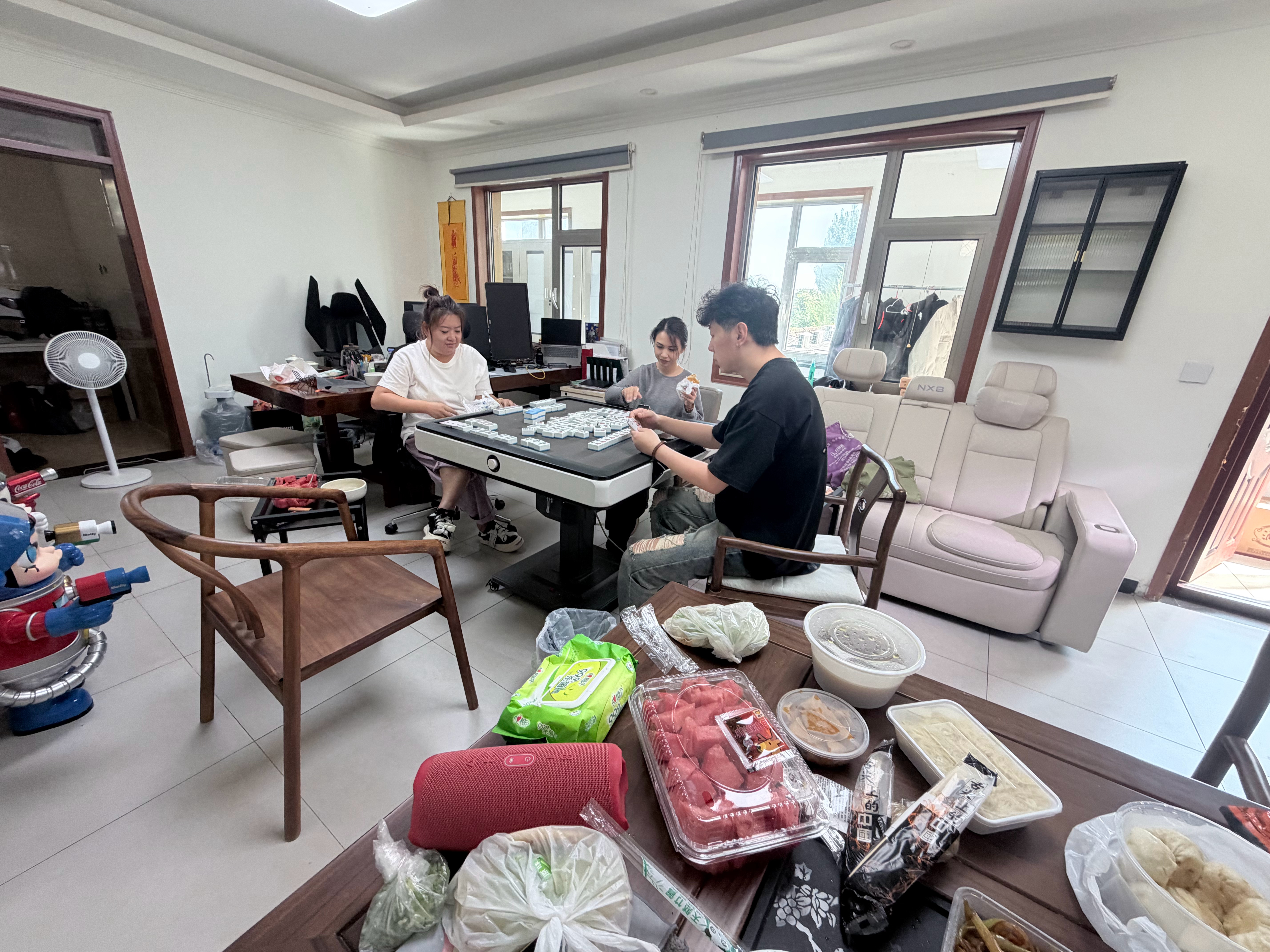 周末公司的麻将局 早餐真硬 ​​​
