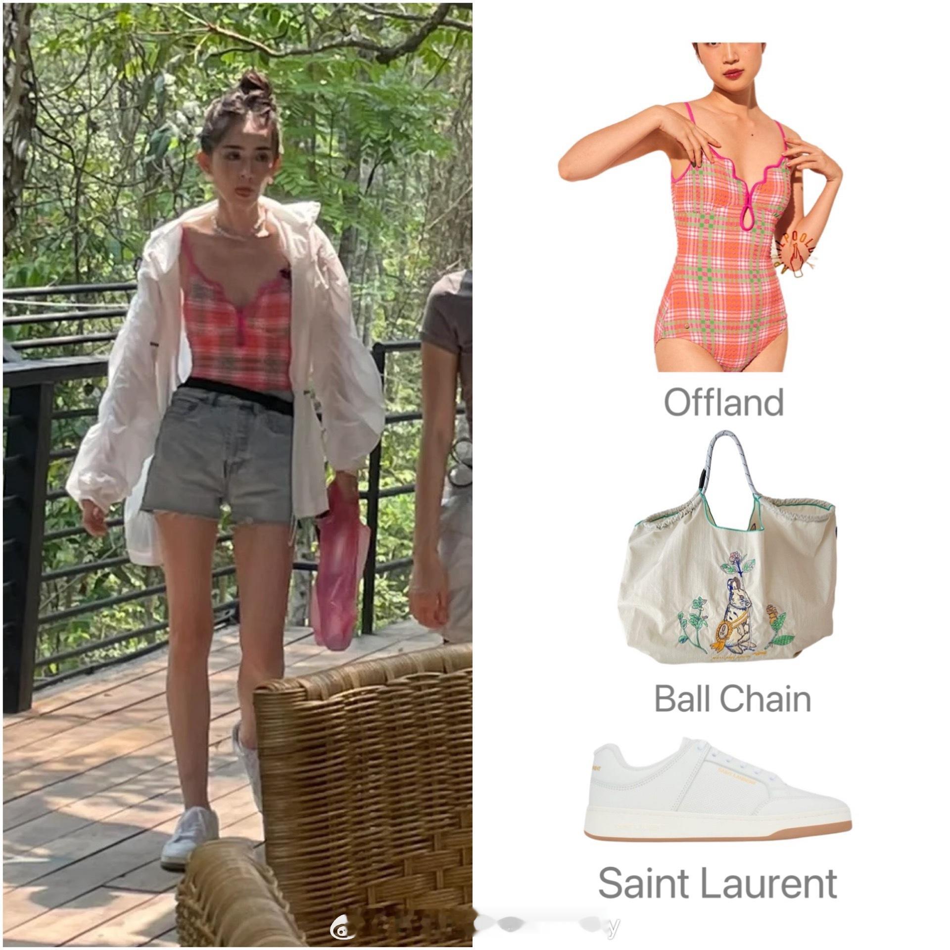 古力娜扎今日录制综艺的路透私服，大美女骨架高挑身材匀称，扎着丸子头可可爱爱～ ​