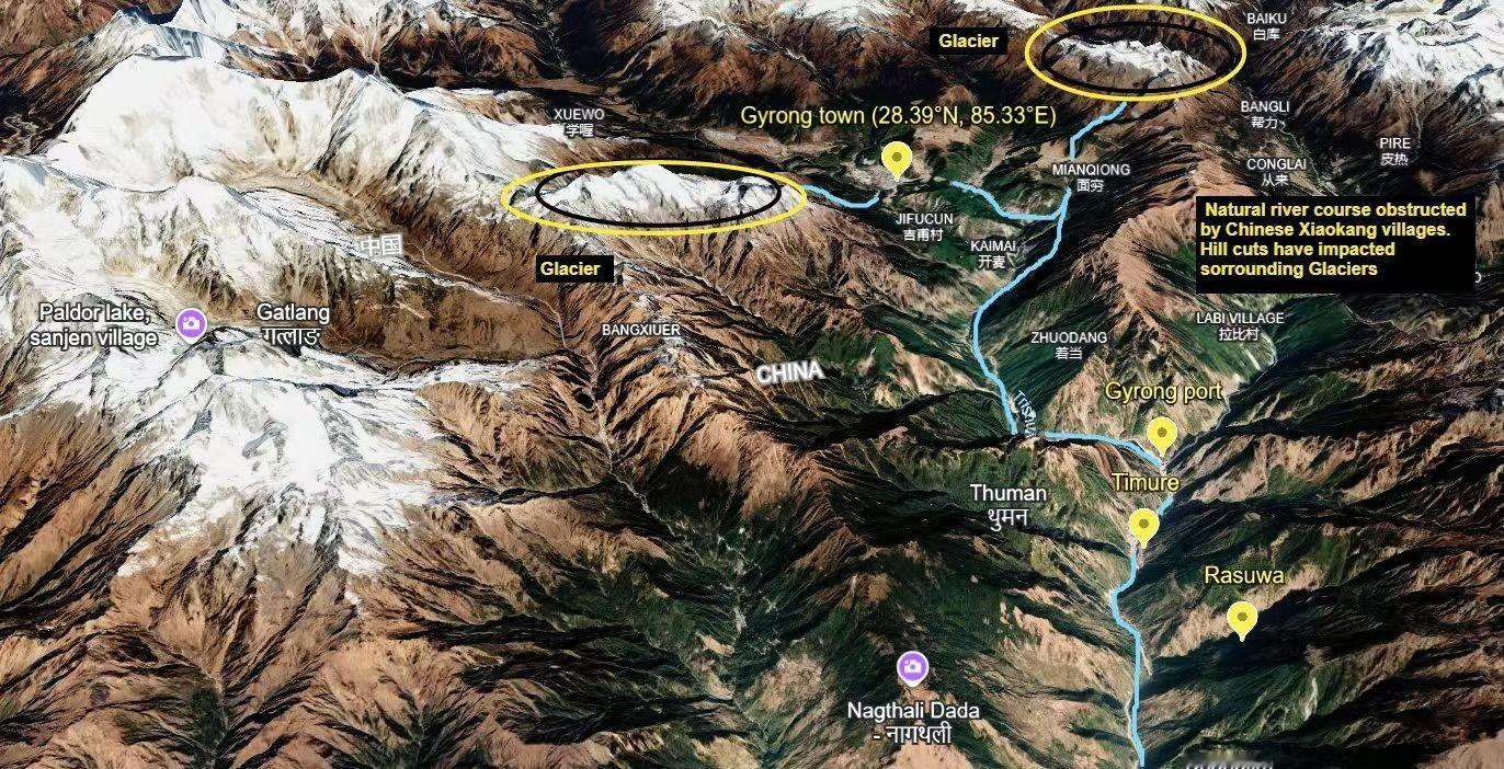 超级厄尔尼诺→冰川地区气温升高→尼泊尔一侧冰雪融化→冰川崩解→堵塞河流→形成堰塞