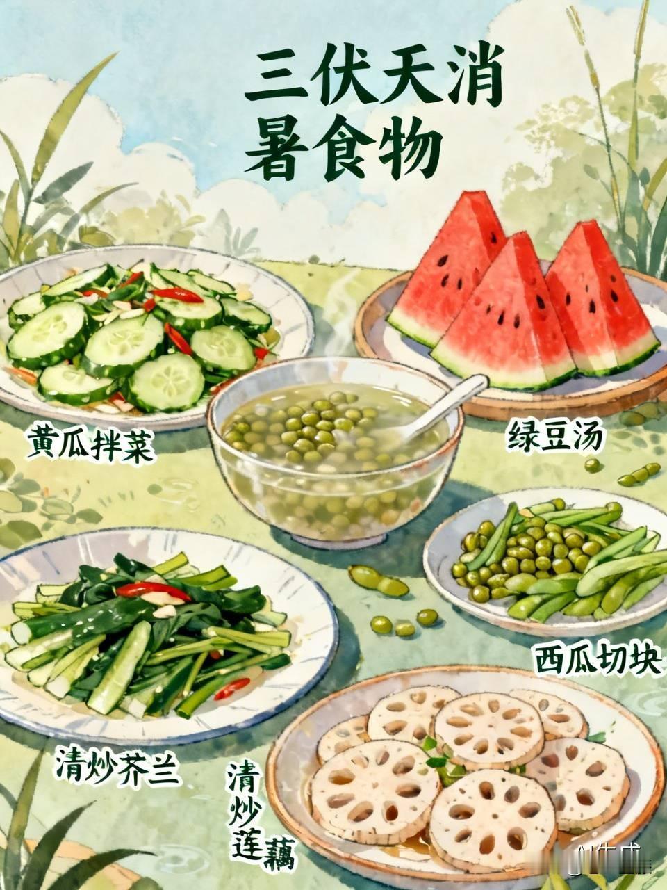 三伏天酷热难耐，吃对食物能有效解暑。“消暑三宝”黄瓜、丝瓜和苦瓜是首选。像黄瓜，